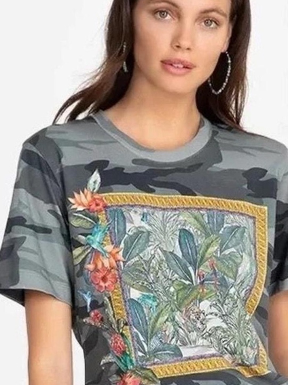 Johnny Was Camo Tiger Scarf  Tee -  Large